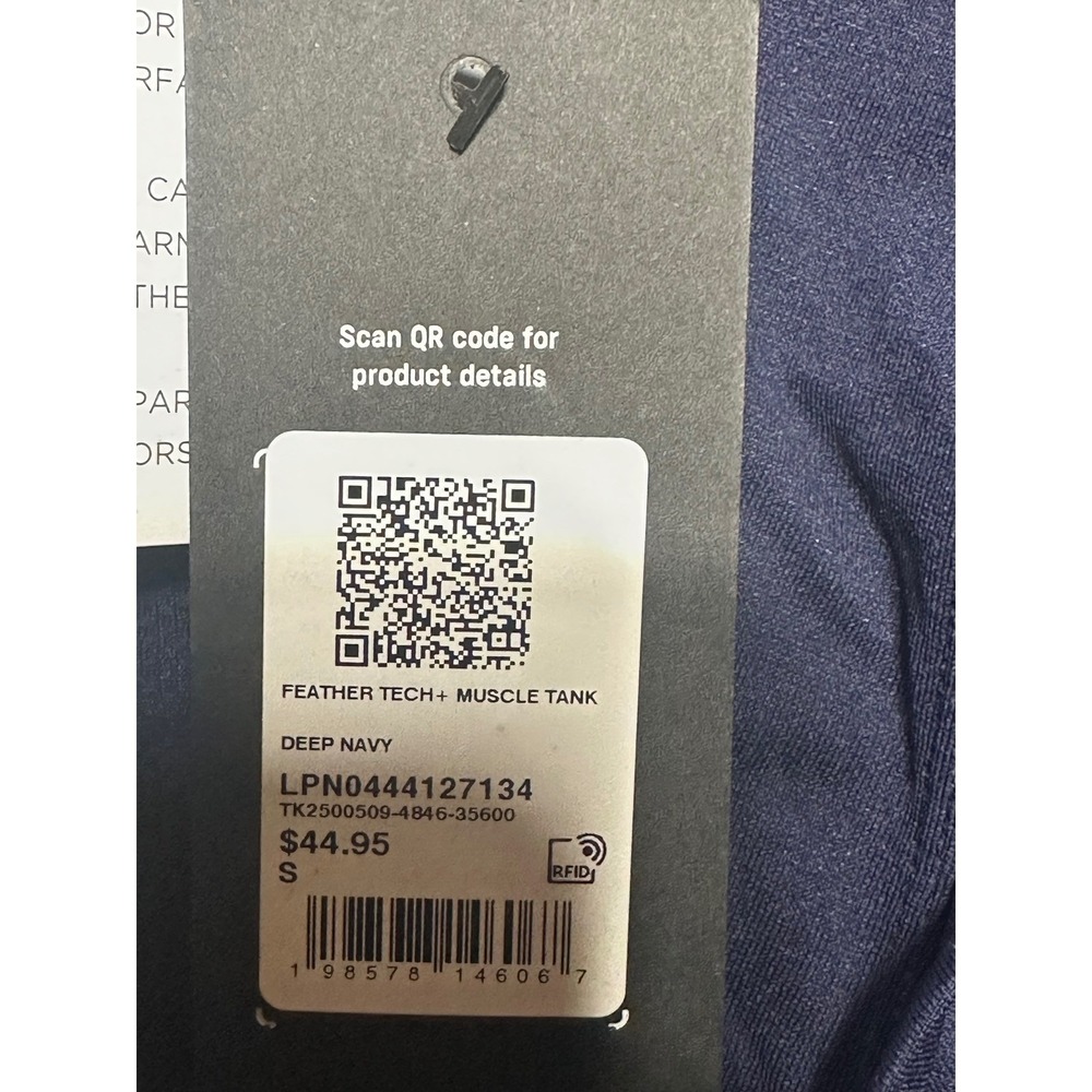 Fabletics Feather Tech+ Muscle Tank Deep Navy Blue Workout Top Size S MSRP $45 - Picture 5 of 5